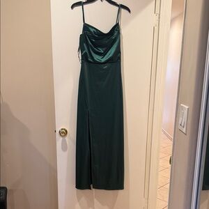 Elegant Green Satin Dress